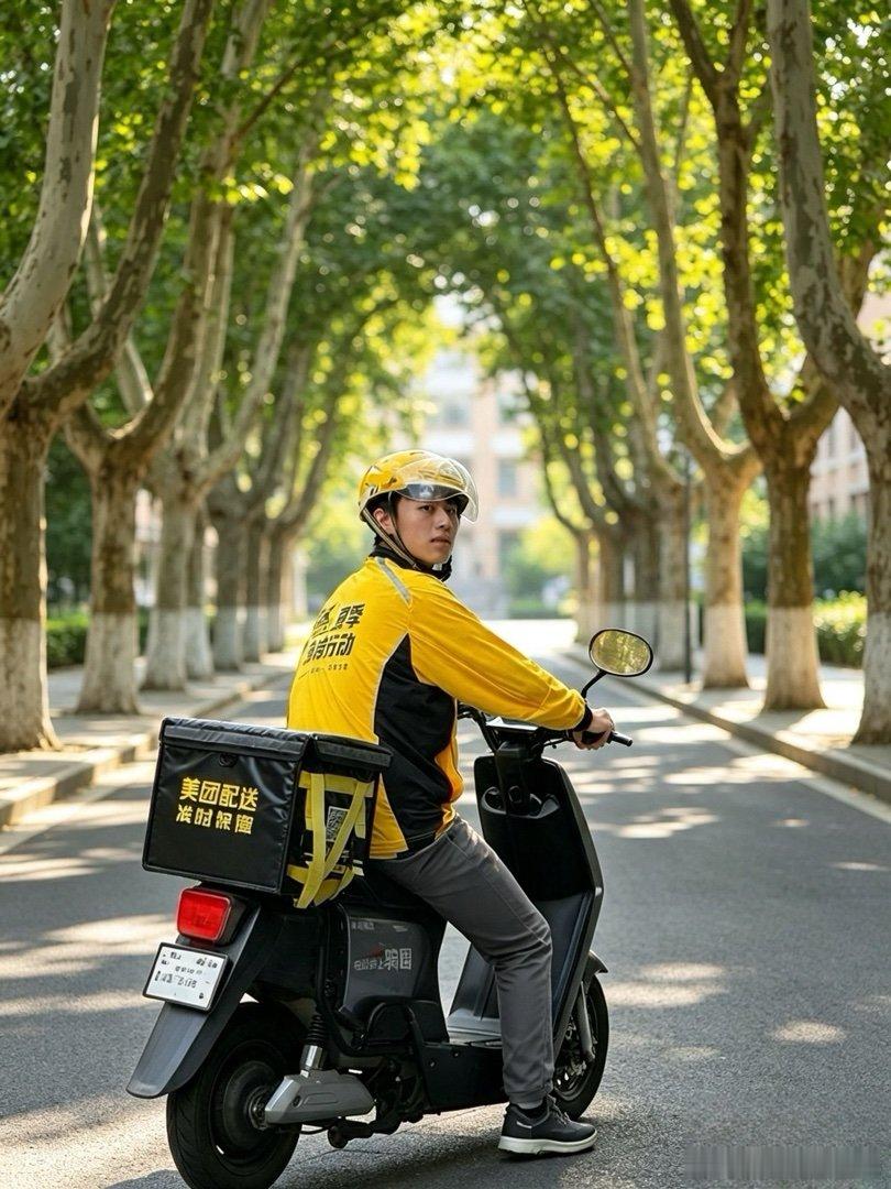 林荫道上回眸的小哥 
