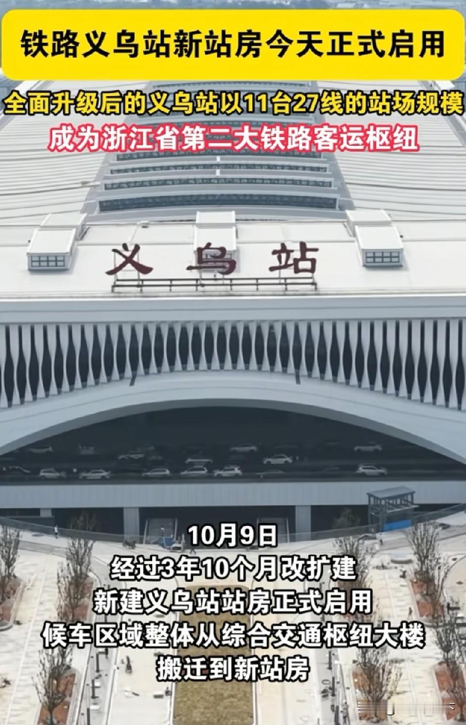 浙江省义乌市再次拿下全国第一，县级高铁站站场规模全国第一大，非常厉害
中国有30