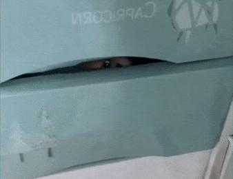 越南一名女子日前准备睡觉时，突然感觉有人盯着自己，她仔细观察四周，发现衣柜缝隙中