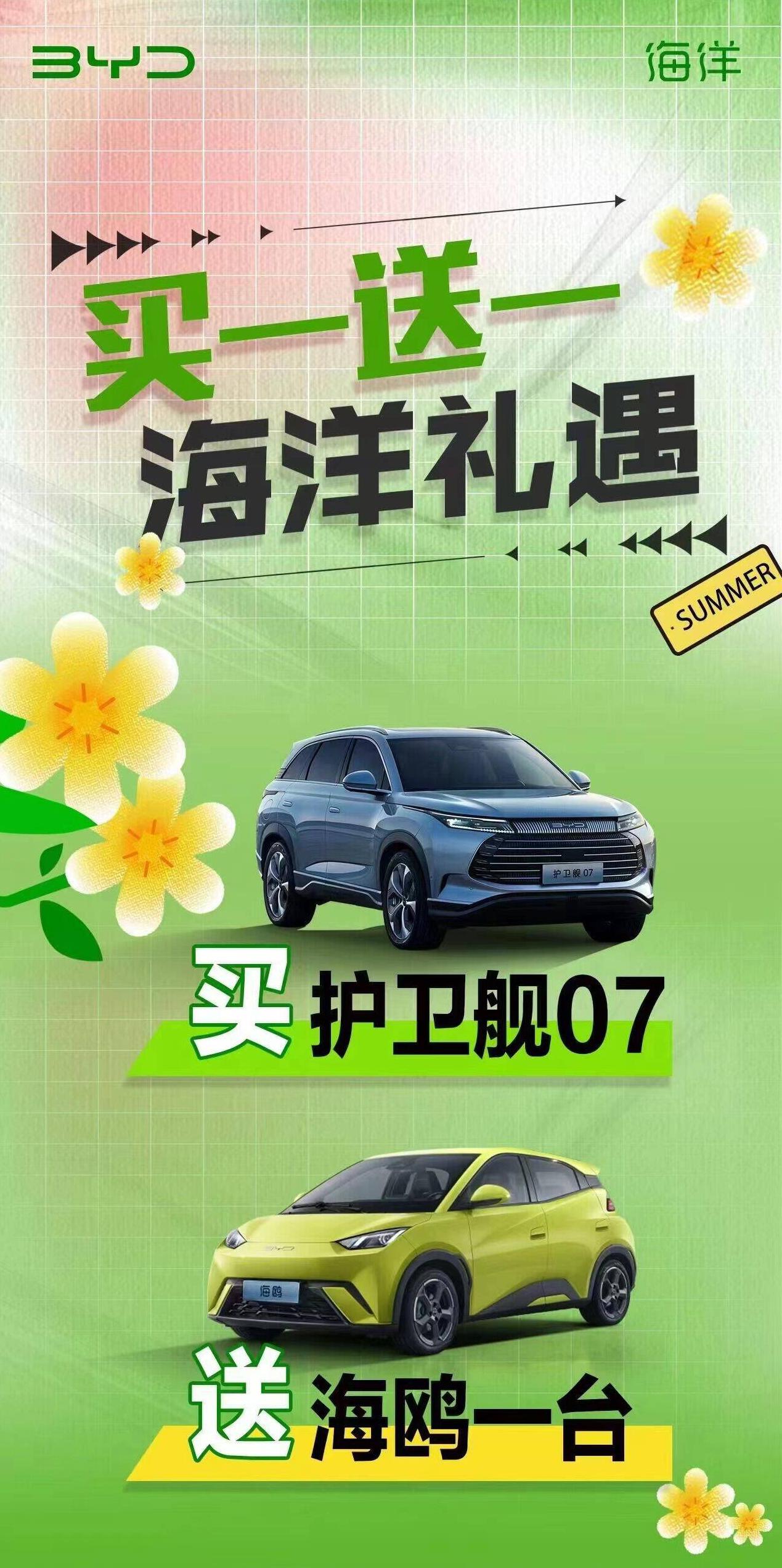 比亚迪终端出新政策：买护卫舰送海鸥！比亚迪终端店真拼啊！各位小伙伴可以去店里问问