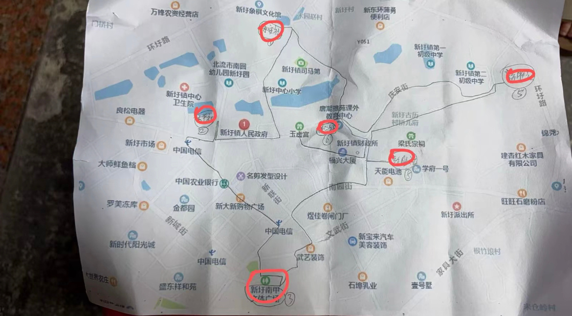【玉林新圩社头诞巡游路线图】5月22日农历四月初六（周五），玉林市北流新圩镇社头