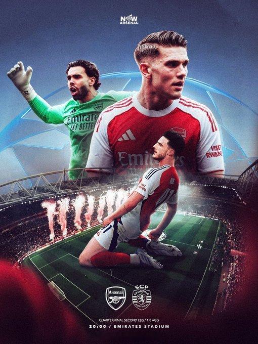 阿森纳vs葡萄牙体育 阿森纳有机会在俱乐部历史上首次连续两年闯入欧冠半决赛。今夜