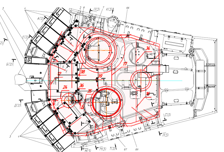 给T-90M2和新T-80准备的新型炮塔对比现有的T-90M，炮塔后部容积增加，