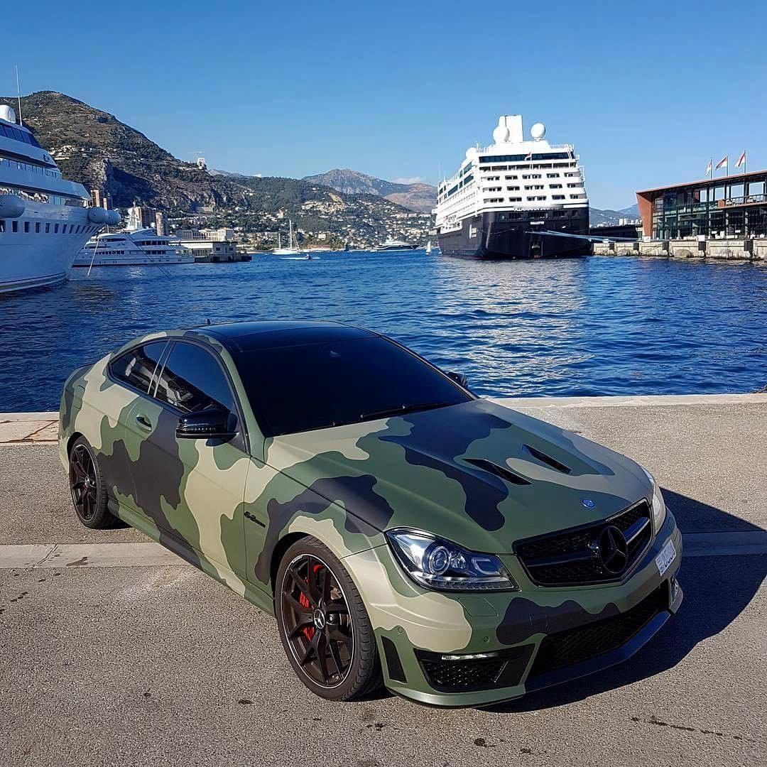 迷彩装AMG C63，好喜欢呀！ 