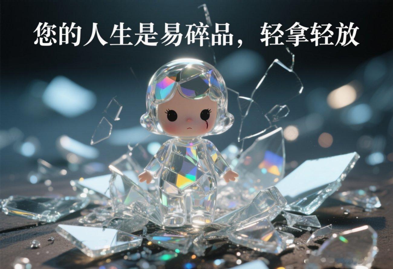 琉光叫破夜未央，  璃碎声声骂正忙。  娃笑人前装玉净，  娃崩渣溅现黄粱。 ​