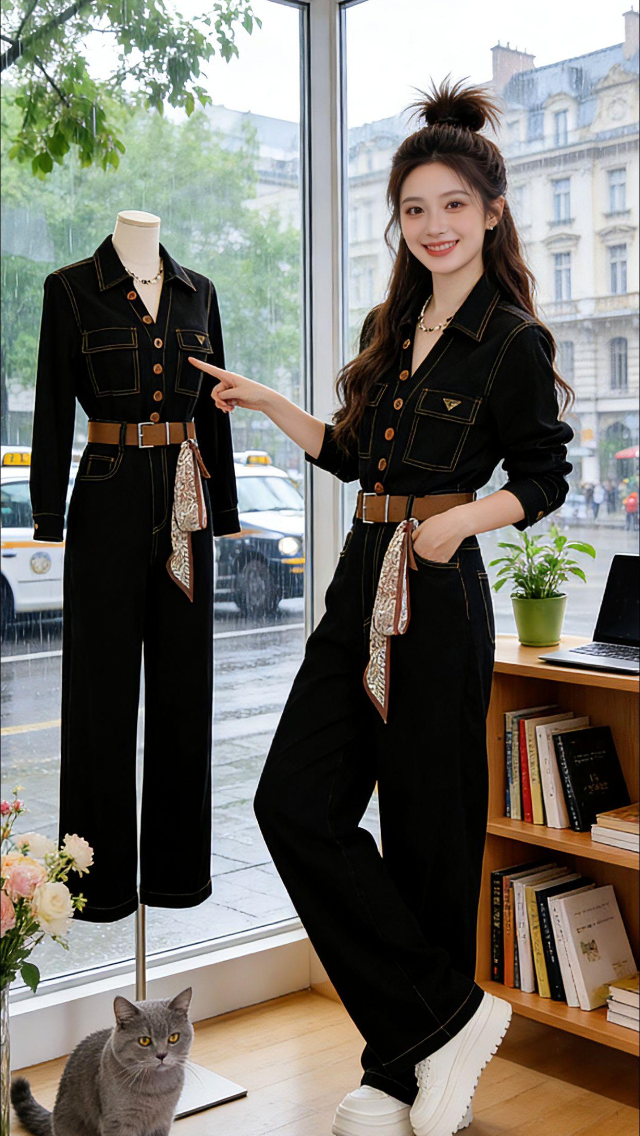 跟着Danny解锁复古连体裤的N种打开方式。从工作室里搭配小白鞋的干练，到街边咖