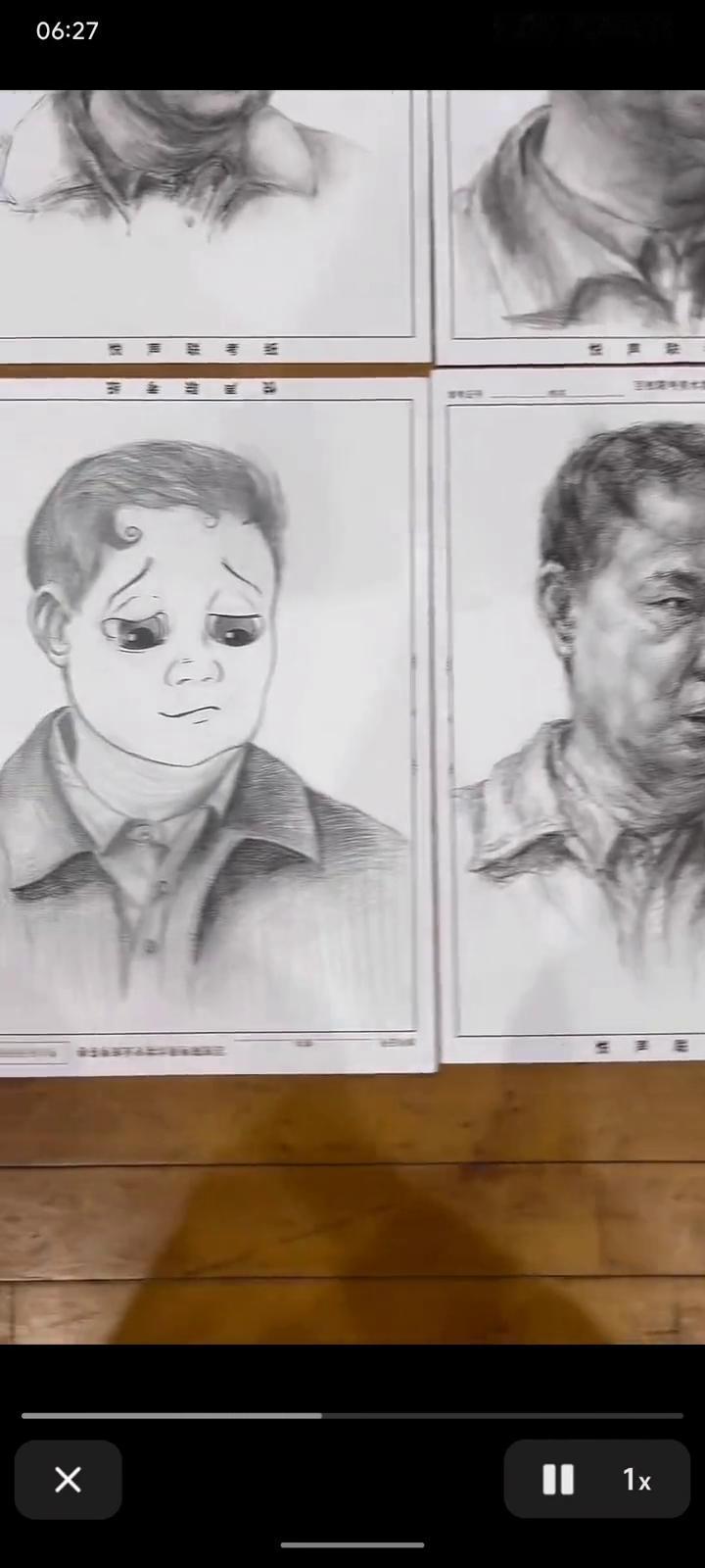 美术考试阅卷现场，看看素描试卷。这什么情况？误闯天家，劝余放下手中砂。