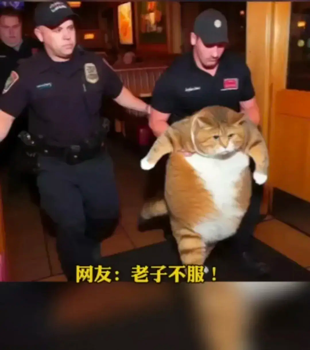 笑不活了！这只猫居然因为偷吃被警察带走，并面临法律制裁今日，美国警方在餐厅逮捕了