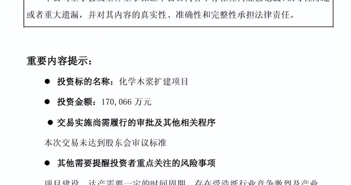 博汇纸业拟投资17亿元加码化学木浆