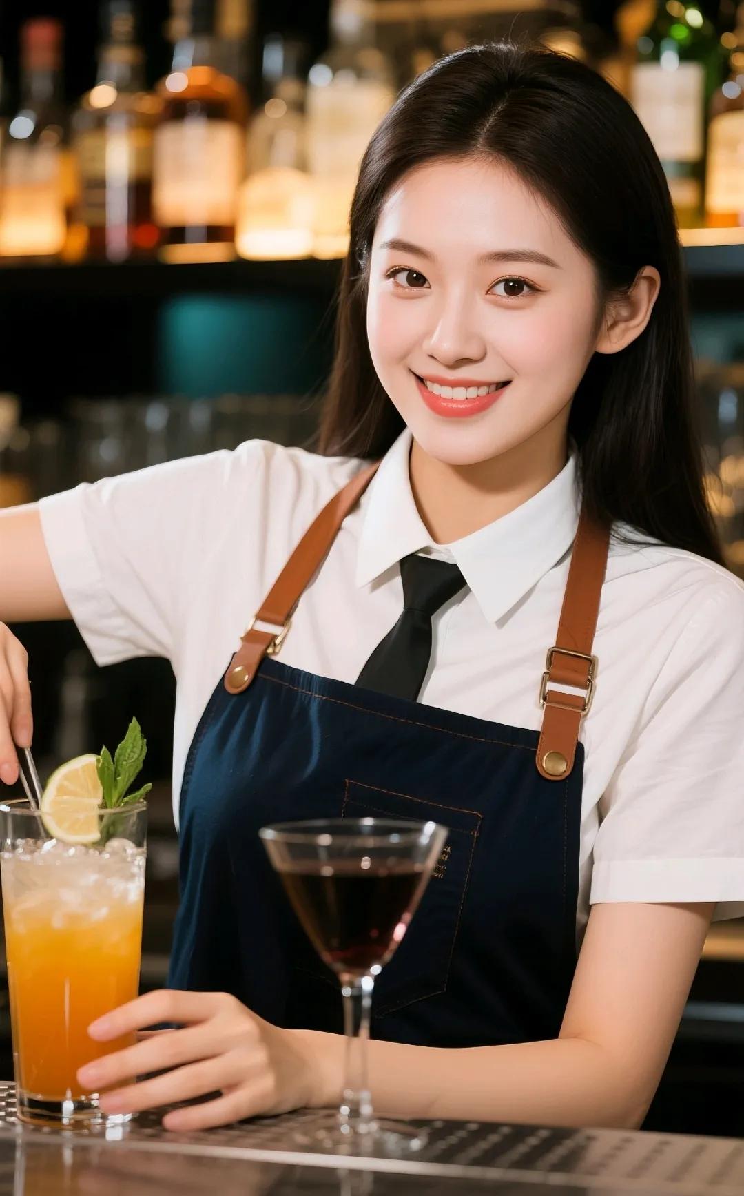 调酒师微笑服务，专业调酒，尽在掌握！🍹🍷