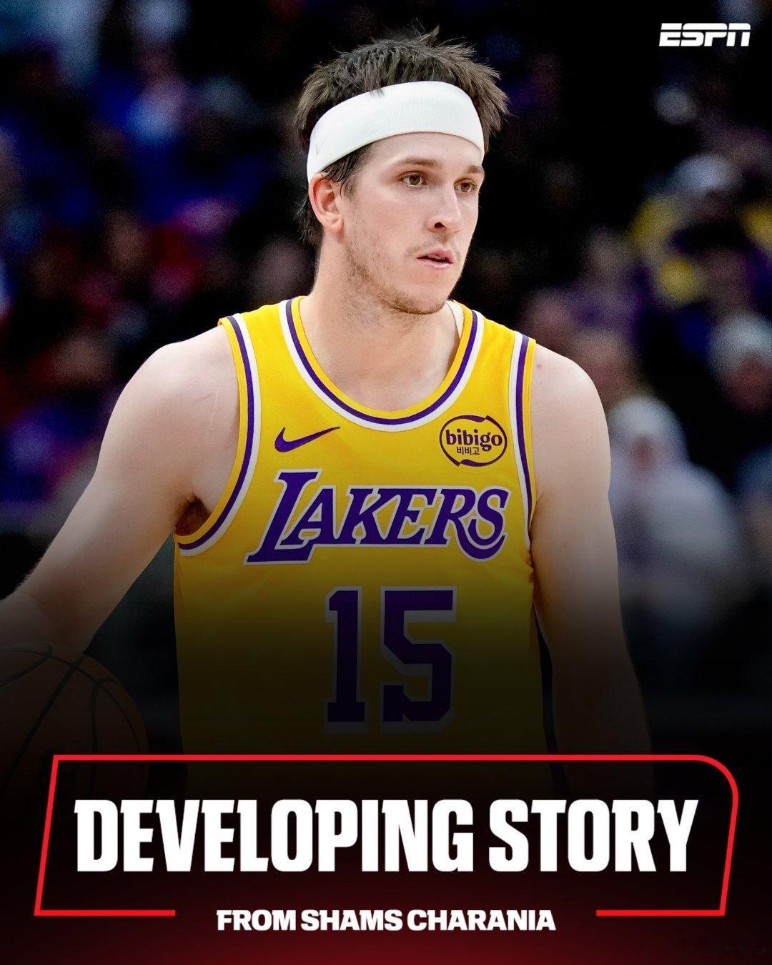 Shams:，湖人球星奥斯汀·里夫斯因二级腹斜肌拉伤缺阵约四周后，对明天对阵休斯