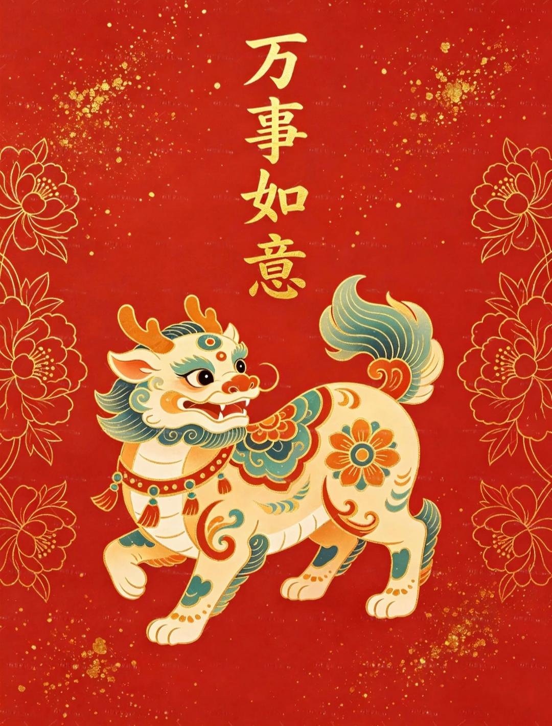 财源广进万事胜意,平安顺遂年年有余传统文化 传递正能量 绘画 祝福