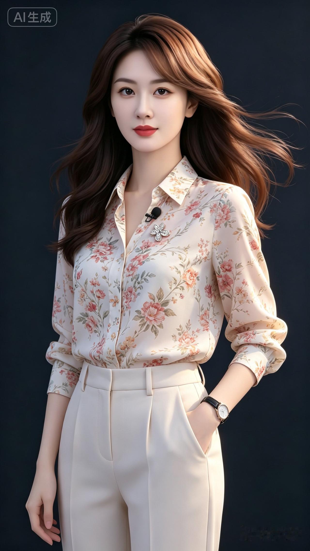 专业真人写真摄影，近镜拍摄，画面色彩明亮，柔和的光线，中国美女，精美的时尚衬衫休