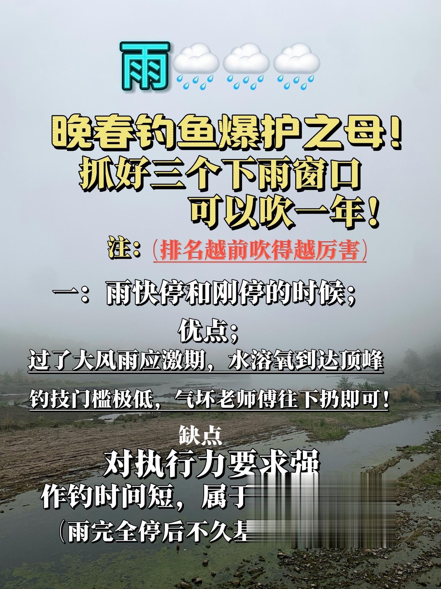 晚春钓鱼想爆护，就抓住雨的尾巴。 雨，晚春钓鱼爆护尾巴钓鱼的乐趣只有钓鱼人懂