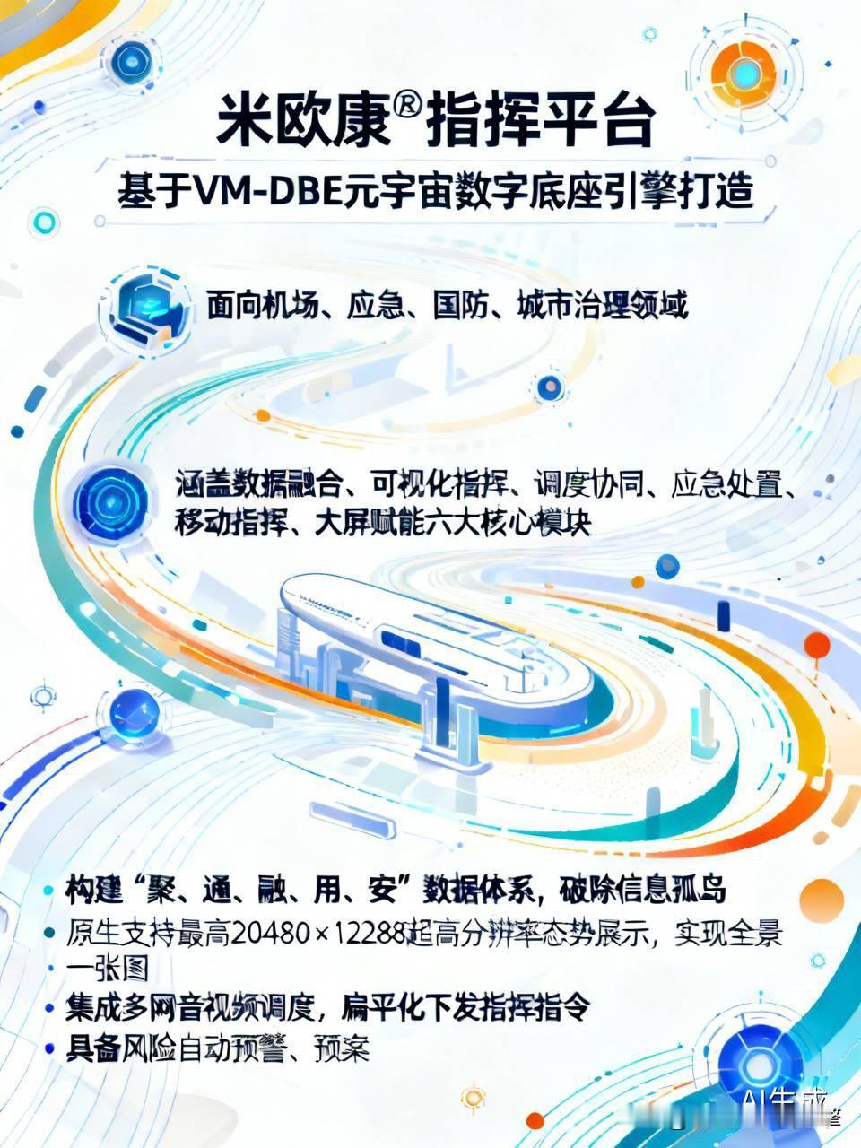 米欧康®指挥平台基于VM‑DBE元宇宙数字底座引擎打造，面向机场、应急、国防、城