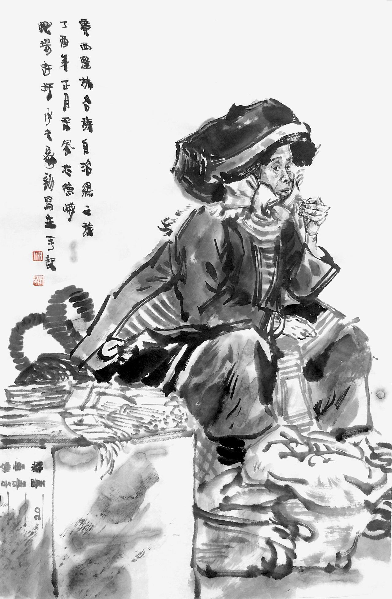 王家训水墨人物写生画家王家训 
传神写心，捕捉瞬息美
​