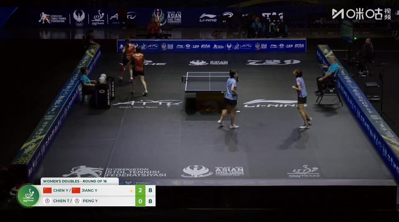 王艺迪蒯曼3比0克鲁兹劳德🏓亚锦赛女双1/8决赛，王艺迪/蒯曼火力全开，3-0