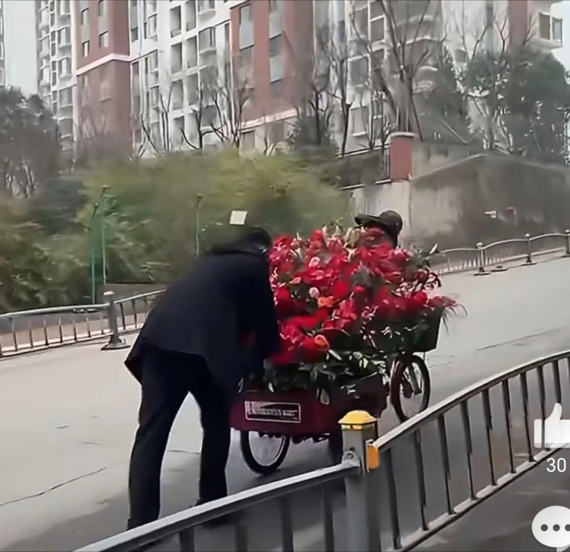 大爷也太有才了，普通三轮车直接改成精致花车，又好看又有创意。生活就该这样，平凡日