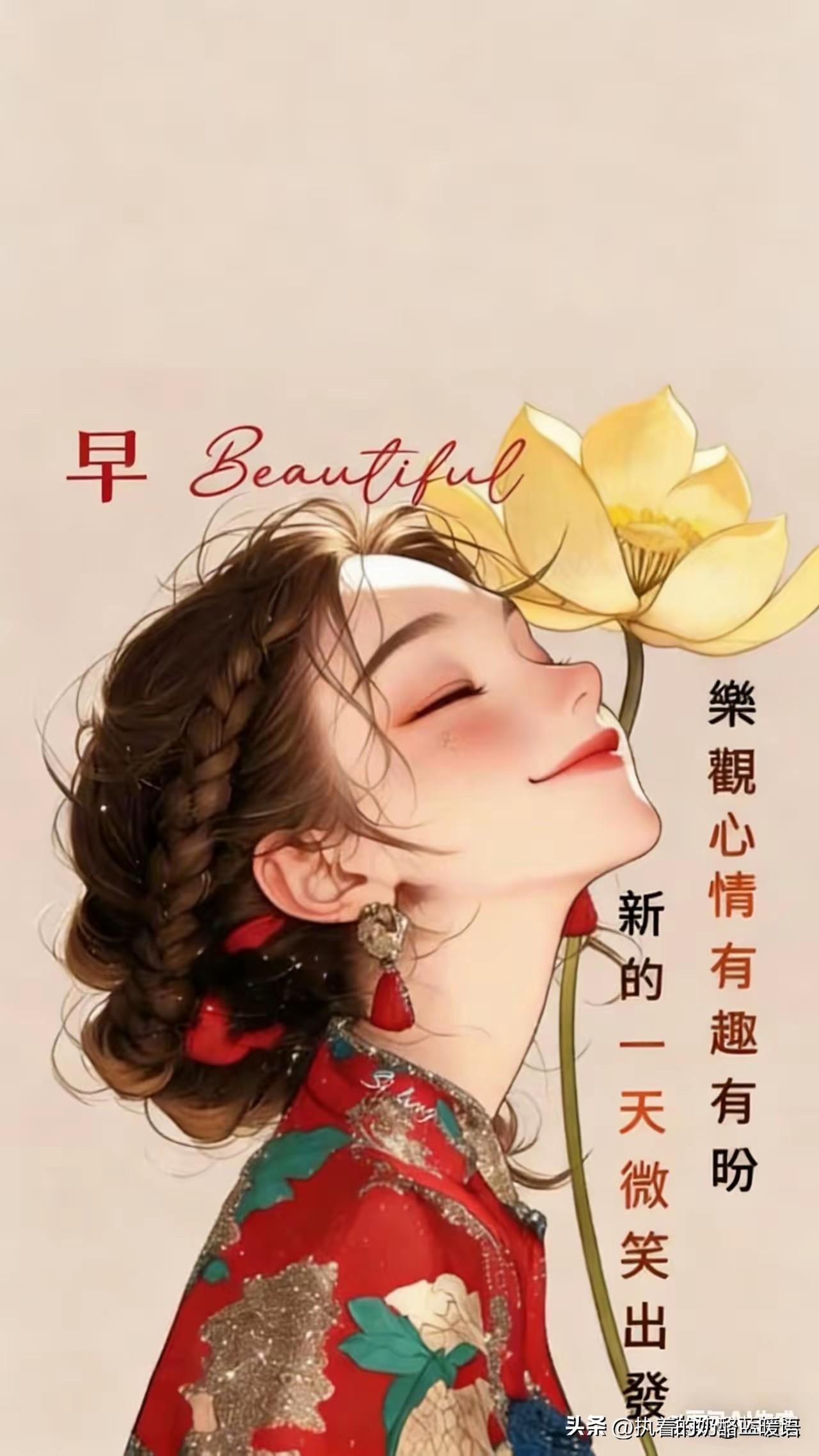 早安，美丽的一天从微笑开始！🌻😊新的一天早安图