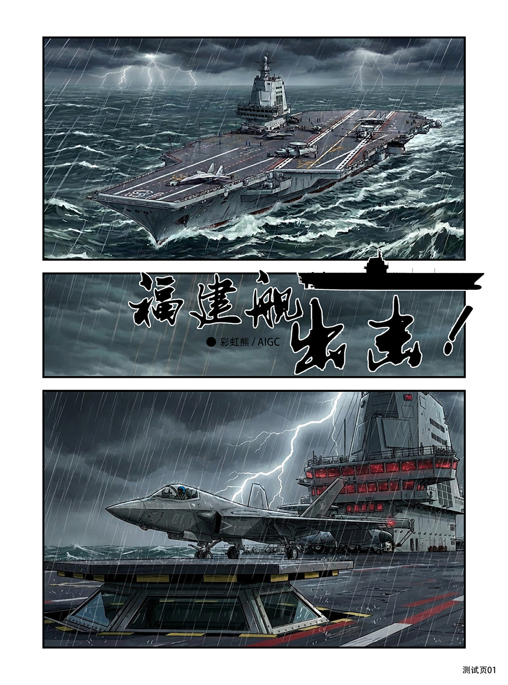 用新的ai辅助漫画试试。福建舰出击！技术兵器准确度还不能纯靠ai，但提高效率真的