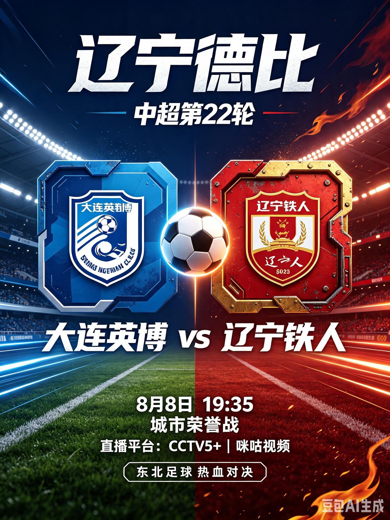 火爆辽宁德比上演！大连英博主场迎战辽宁铁人!CCTV5+直播！
   今天是8月