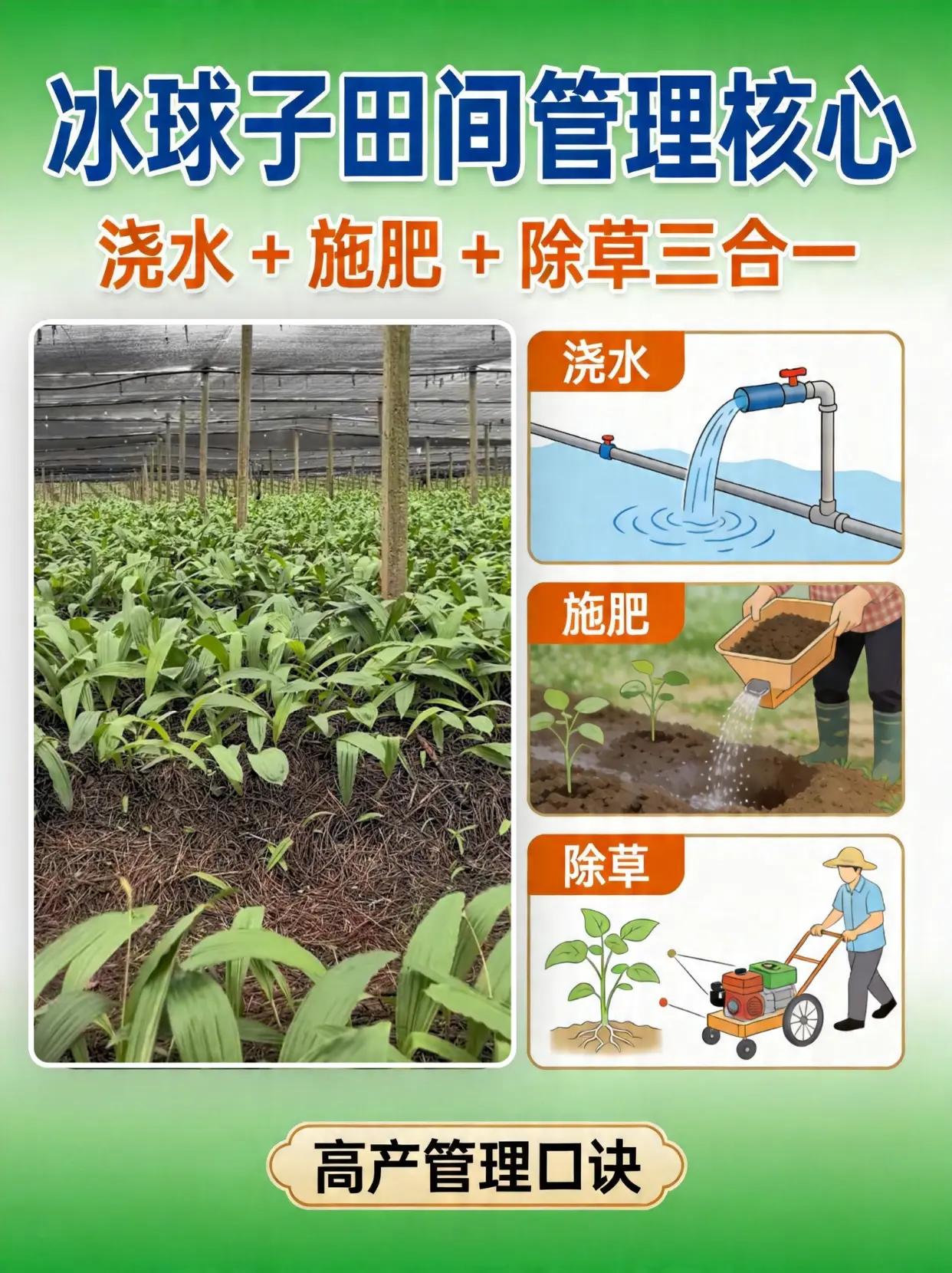 冰球子田间管理核心，浇水+施肥+除草。冰球子种植 药材种植 田间管理 浇水