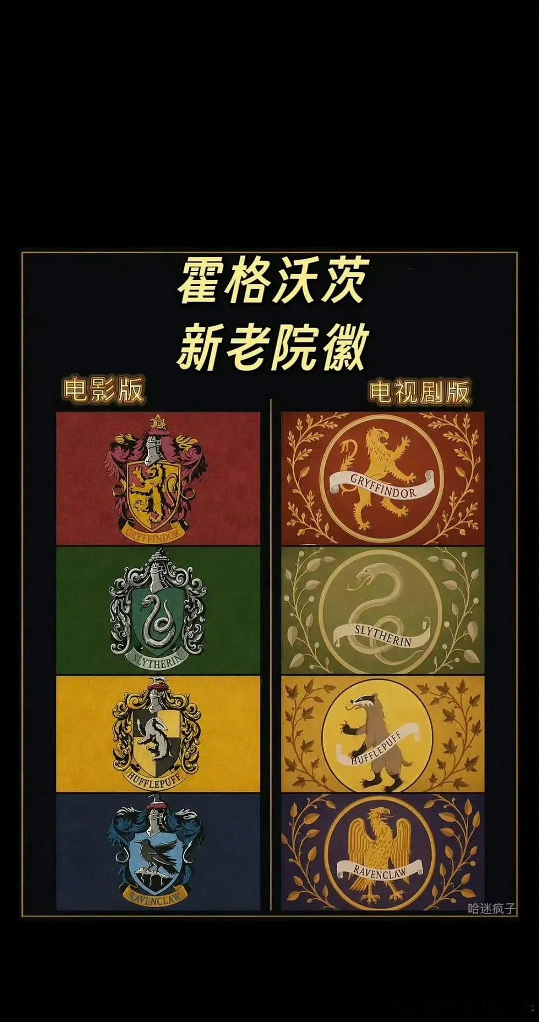 哈利波特的影版 vs 剧版院徽，哪版好看 ​​​