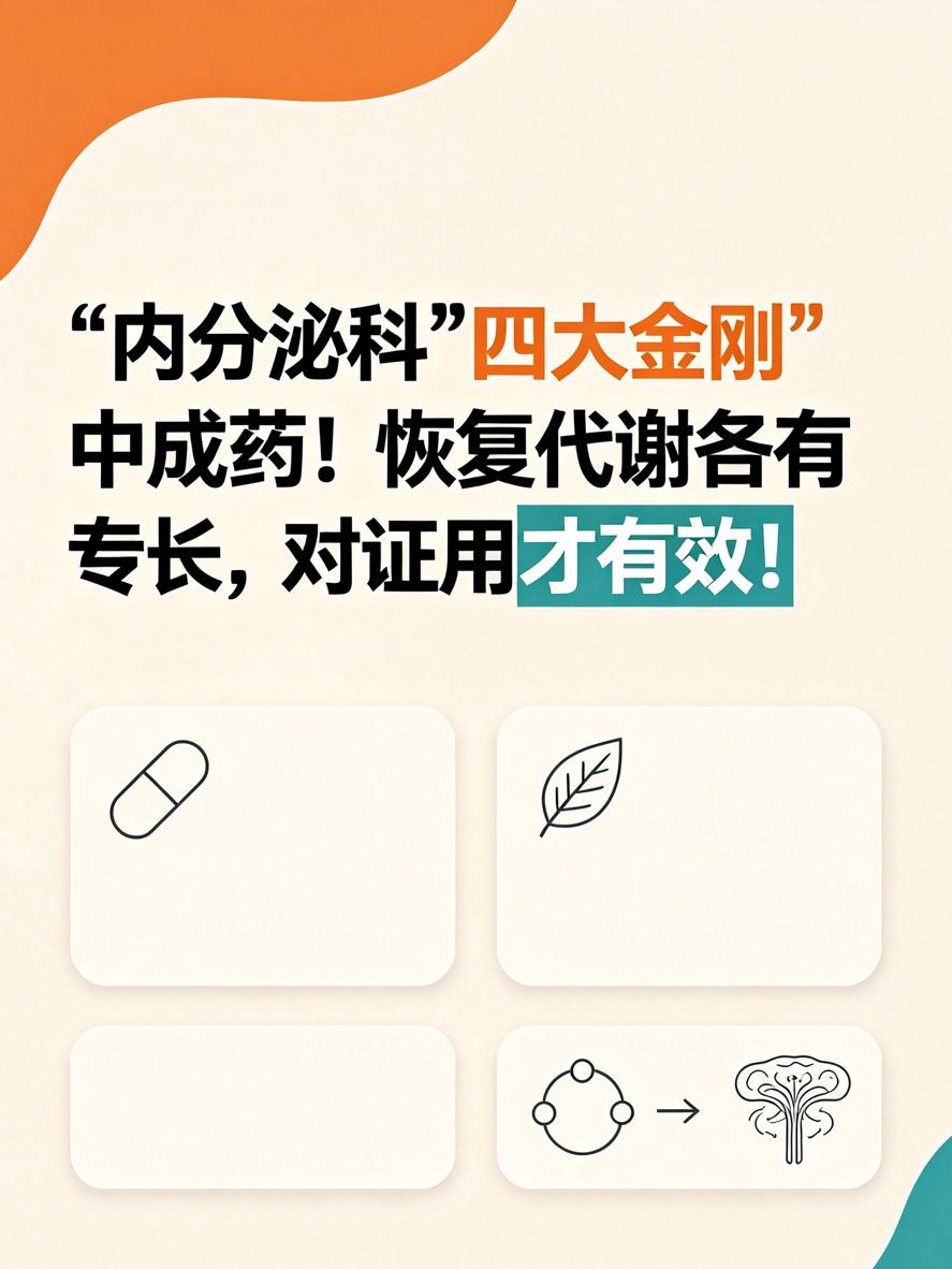 内分泌科“四大金刚”中成药！恢复代谢各有专长，对证用才有效！

同样都是“内分泌