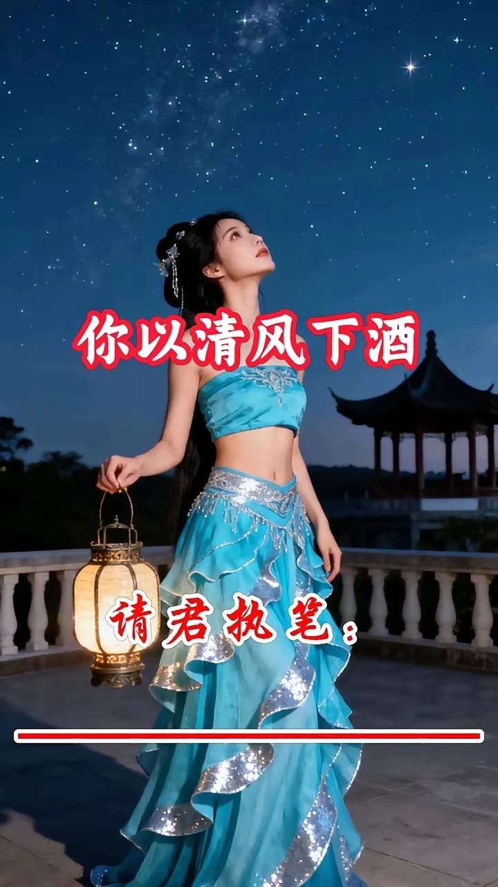 上联：你以清风下酒，
下联：我用明月吟诗。