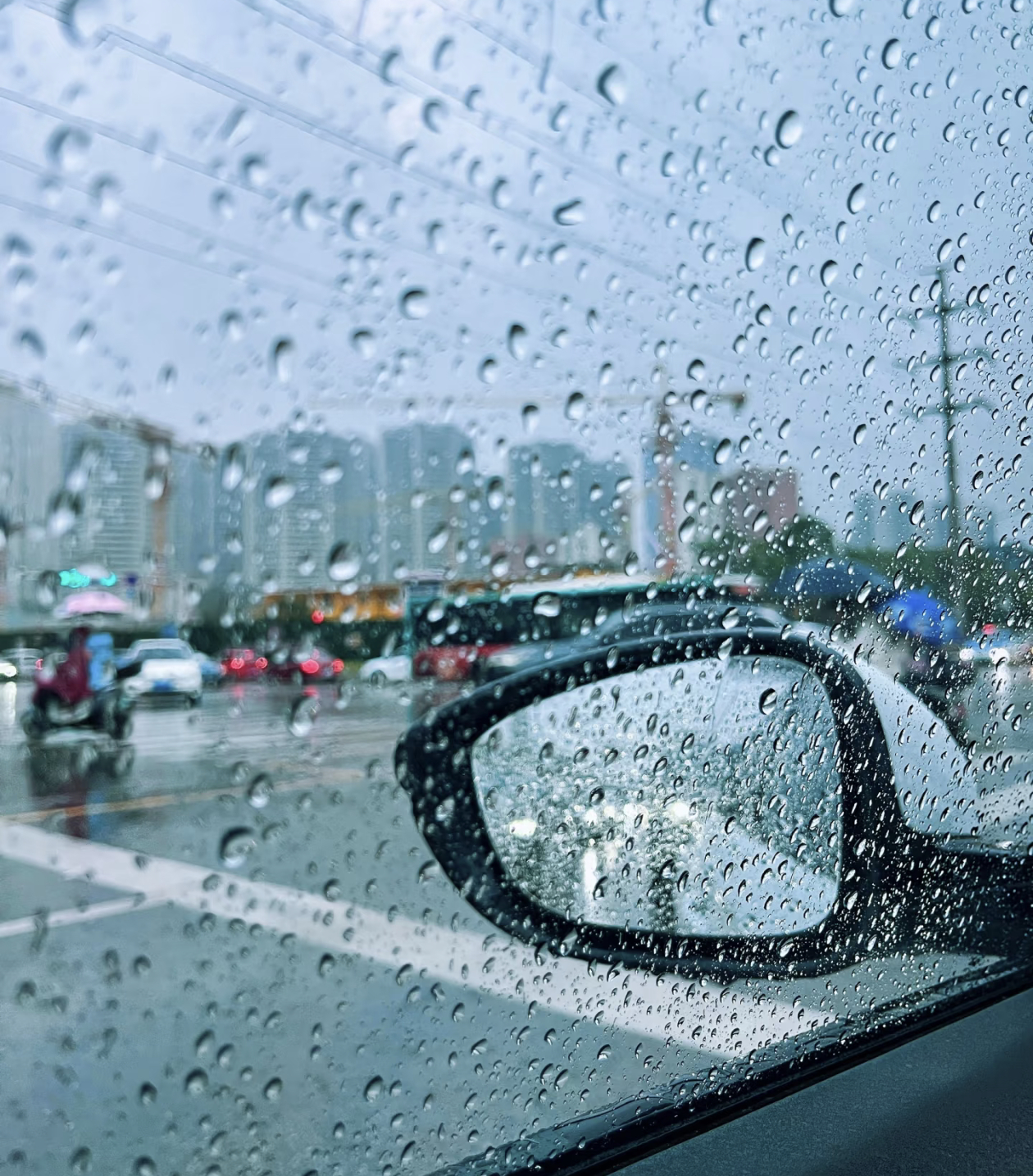夏天的大雨总是说来就来早上出门又下雨了，非常小，似下非下的吧！ ​​​