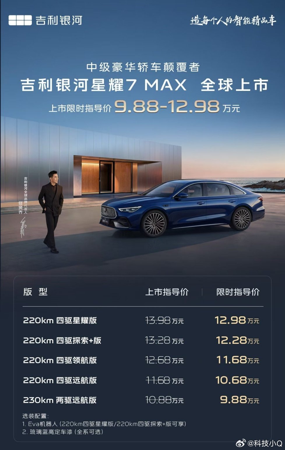 吉利银河星耀7MAX上市9.88万起直接上探索+版本，也把Eva机器人加上，那你
