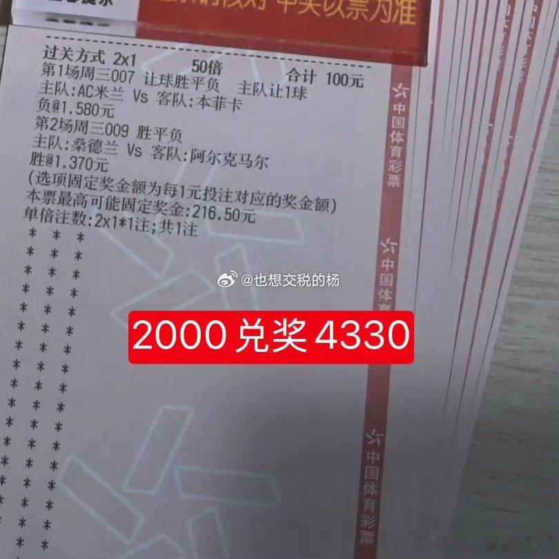 杨哥粉丝兑奖分享，米兰胆稳拿捏💪 ​​​