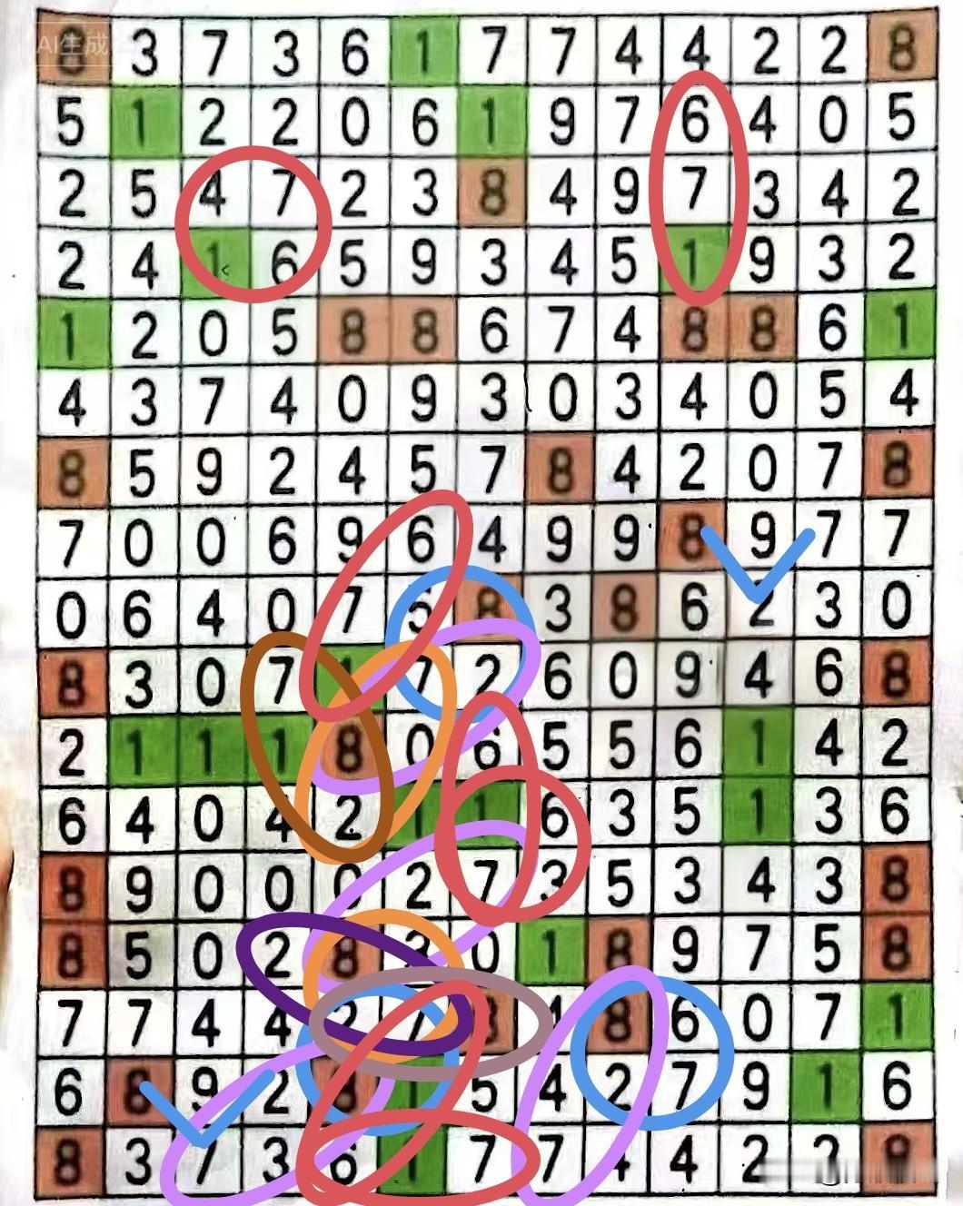 7个红色圈，数量不算多，但粘连位置真不少，一团乱麻就不细数了。今日不敢贪多，我挑