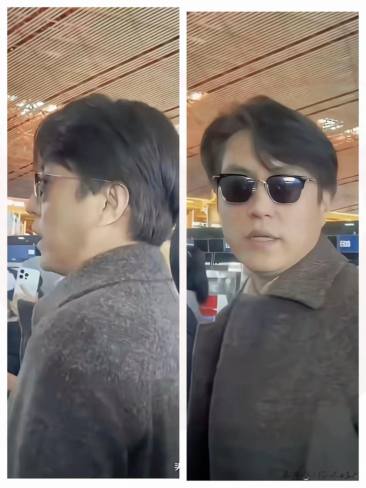 看到靳东这几张机场照，我心里咯噔一下。

以前那个只身一人走天下的潇洒劲儿没了，