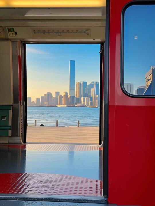 香港地铁开门就能看大海‼️日落好浪漫