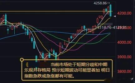 当前市场短期分歧与中期乐观并存 明日指数急跌急涨皆有可能今日A股整体呈现高位震荡