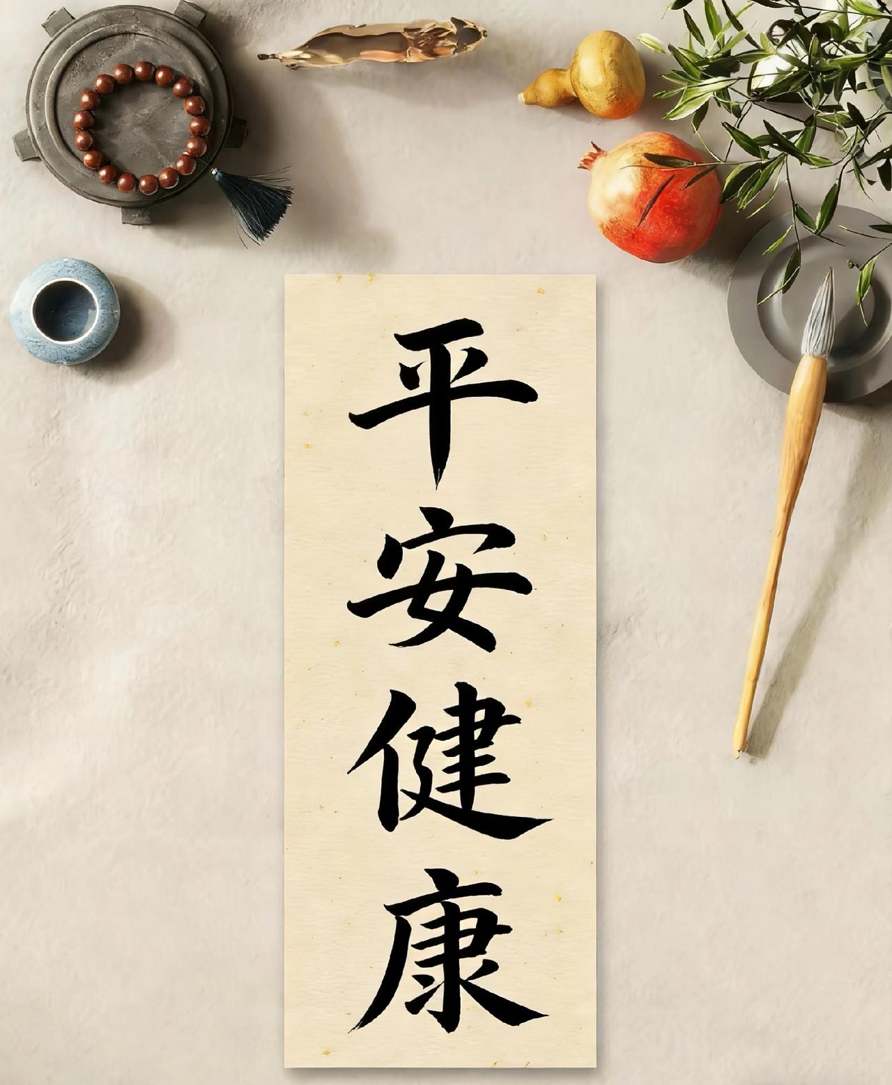 无论多忙碌，都请亲手动笔写下“平安健康”。
这四字，是生活中最真切的祈愿。人生漫