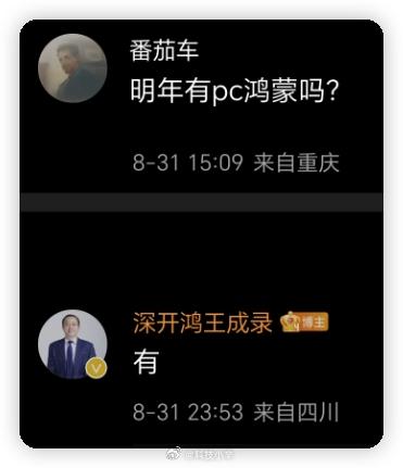 明年有鸿蒙 PC 版系统？[思考]

王成录之前担任过华为终端 BG 软件部总裁