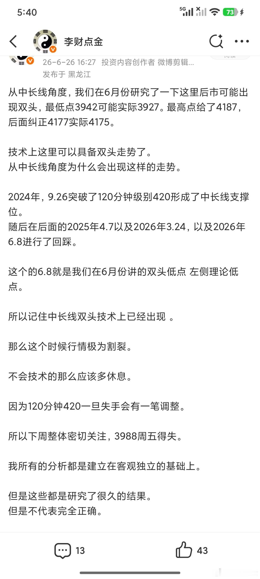 技术上双头形成这种走势很正常。如果你这篇文章你看到了就可以规避多数回撤。市场吧不