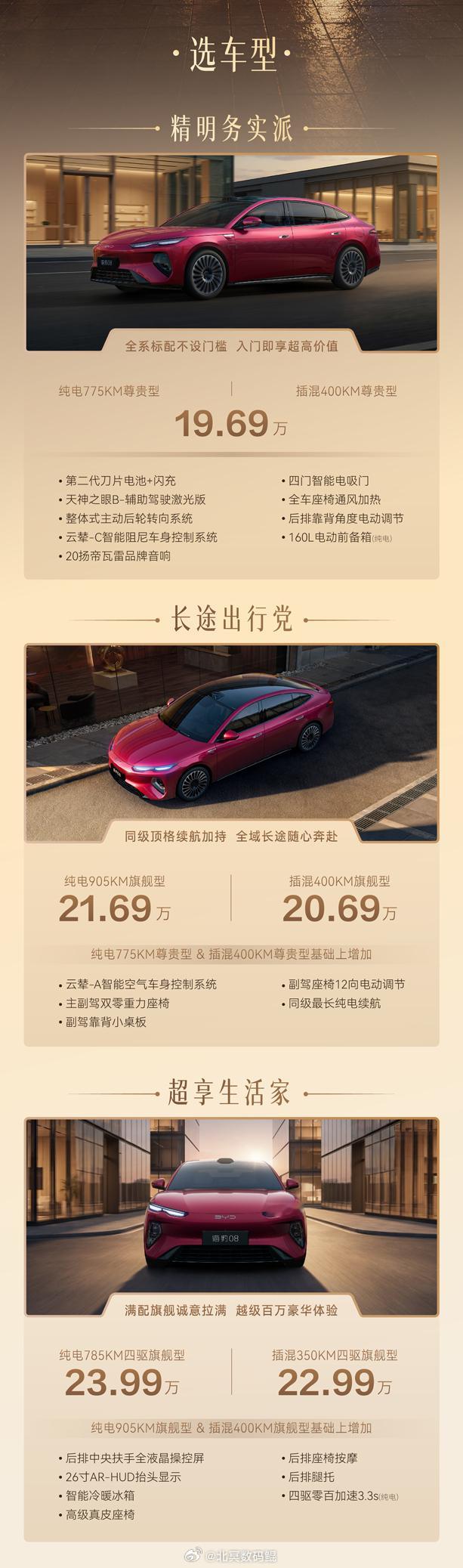 海豹08真是颜值和性能同步在线，海豹08全系标配超130项核心配置，入门配置就是