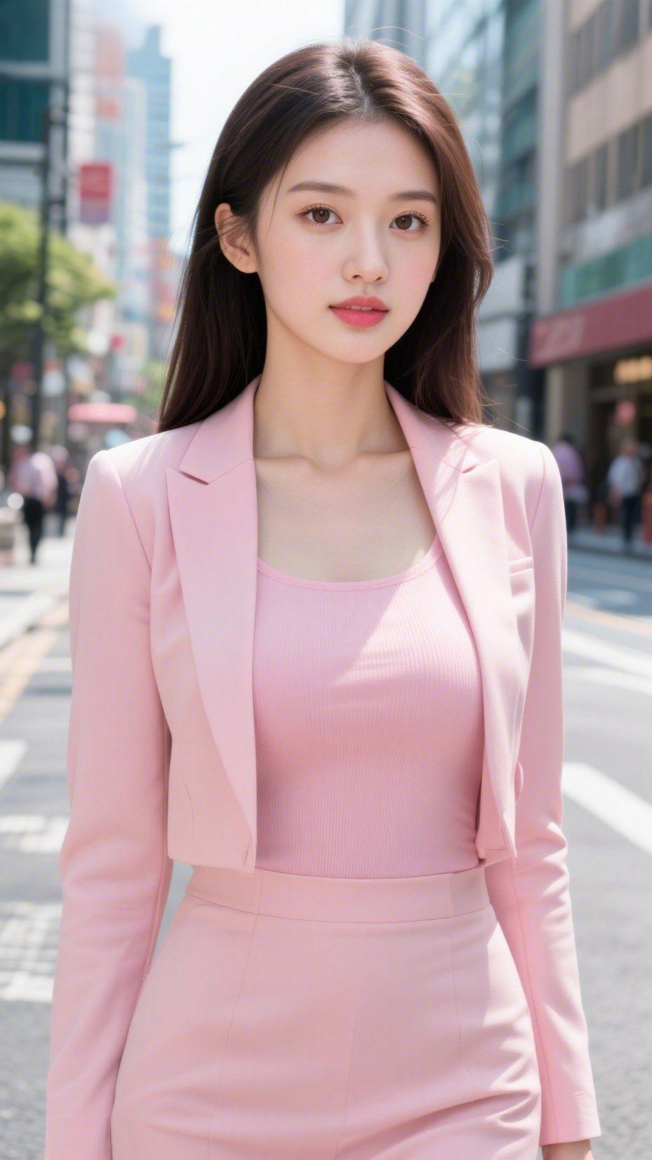 晴日城街即景
 
层楼栉比沐晴光，阔道平铺开远长。
夹道繁枝摇翠色，临街商铺列成