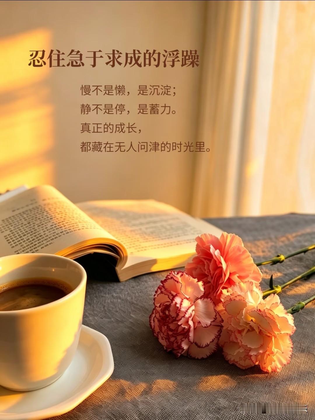 忍住急于求成的浮躁。
 
慢不是懒，是沉淀；
静不是停，是蓄力。
真正的成长，都