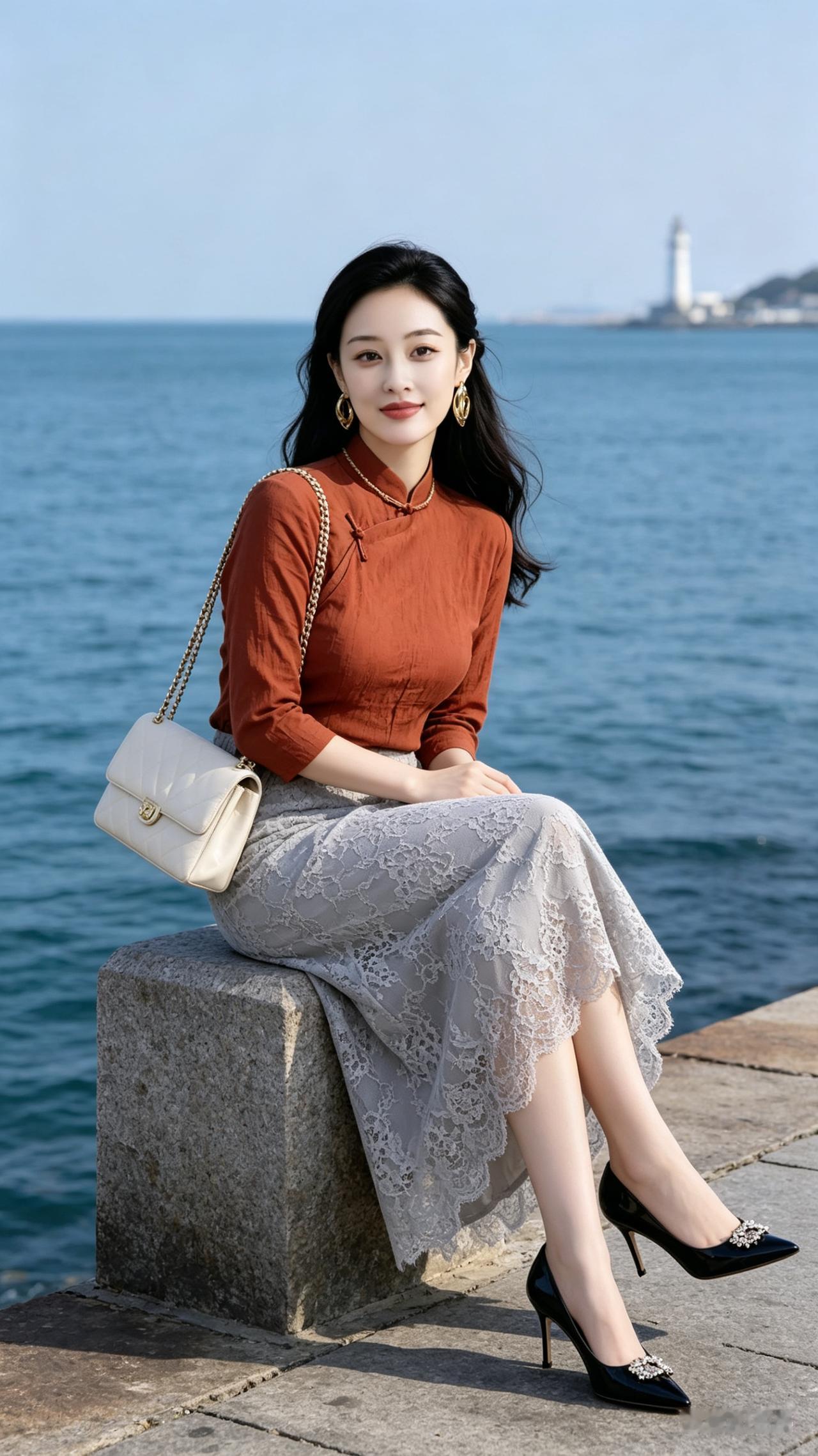 海边漫步，优雅穿搭，享受美好时光