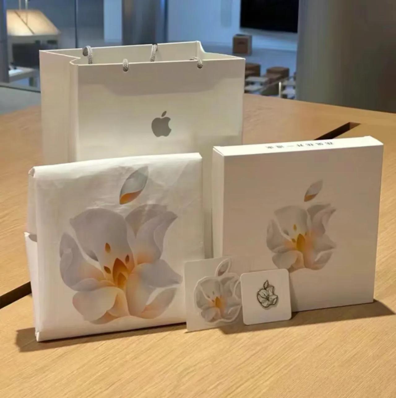 上海静安苹果店，很多人排队12个小时，就是为了这一套礼盒。

Apple白玉兰帆