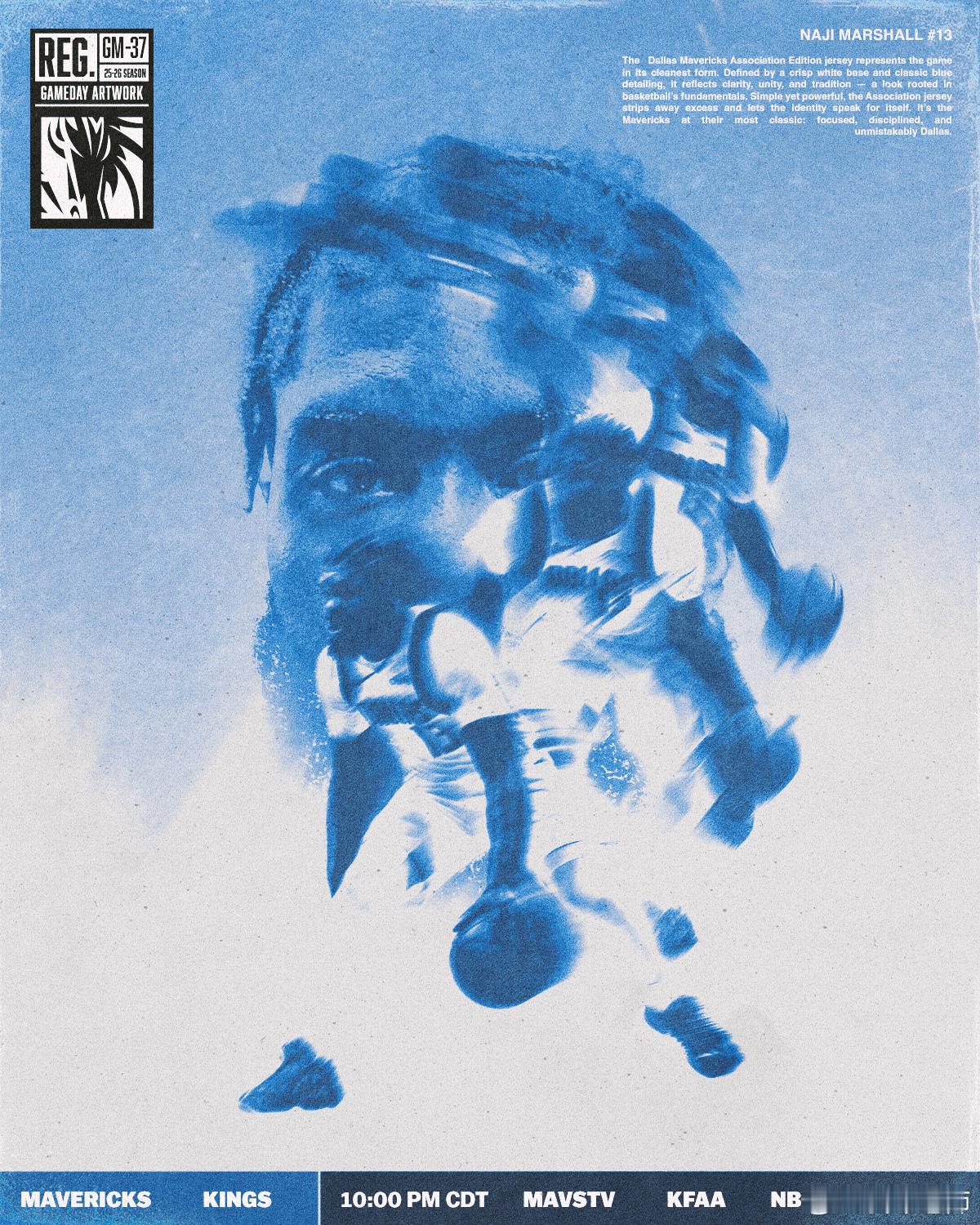 MFFL 常规赛第37场的比赛海报。马绍尔。独行侠愿意讨论交易除弗拉格欧文外的任