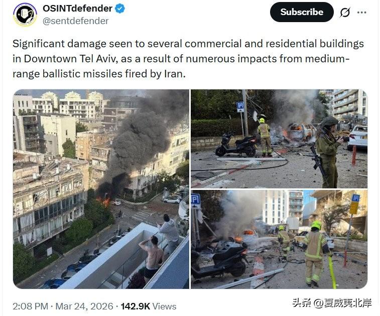 在朗子发射的多枚中程弹道导弹的袭击下，特拉维夫市中心的多栋商业和居民楼遭到严重破
