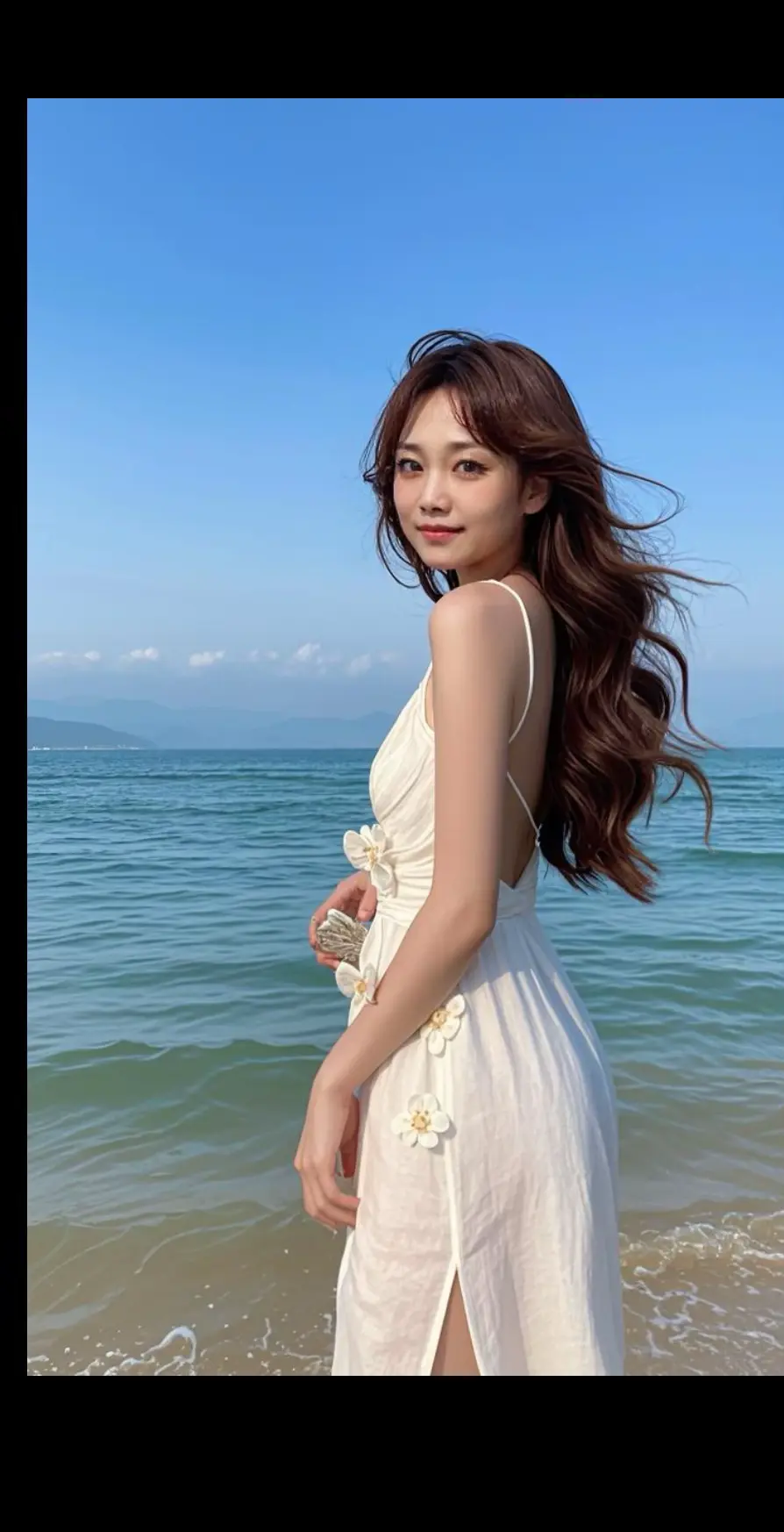 AI海边白纱少女