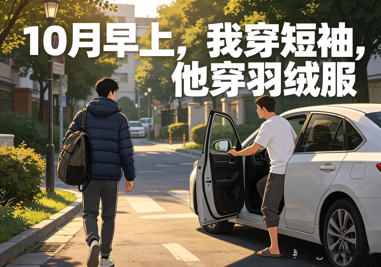 10月乱穿衣，这句话真不是瞎说。
 
今天早上我开车从地库出来，刚出小区门口，就