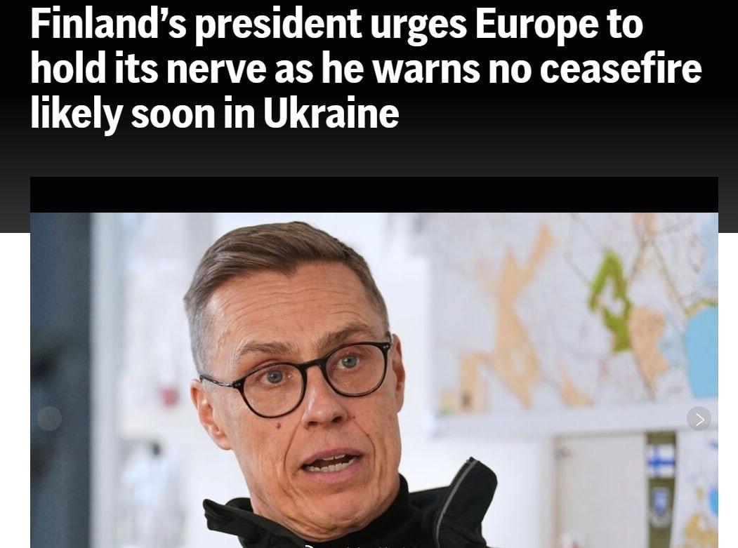 芬兰总统斯塔布表示，他认为明年春季之前不太可能实现俄乌停火。
