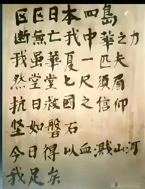 这是杨靖宇将军牺牲前的遗言，坚贞不屈，气盖山河！热血骨头撑住中华不亡底气！

杨